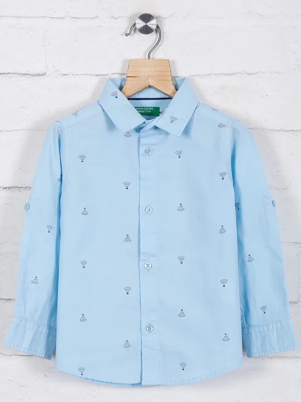 United Colors of Benetton sky blue printed shirt