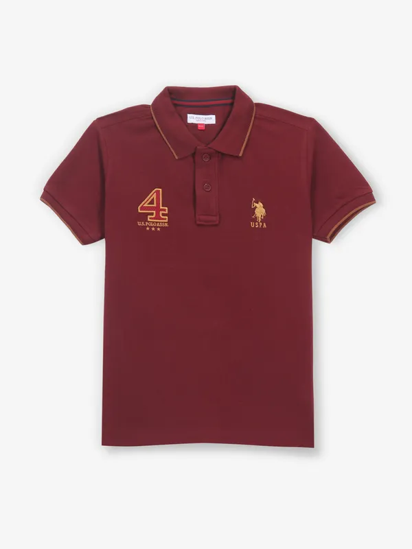 US POLO ASSN maroon cotton polo t-shirt