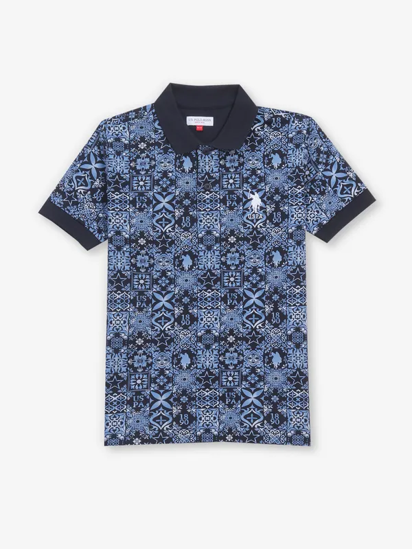 US POLO ASSN navy printed cotton t-shirt
