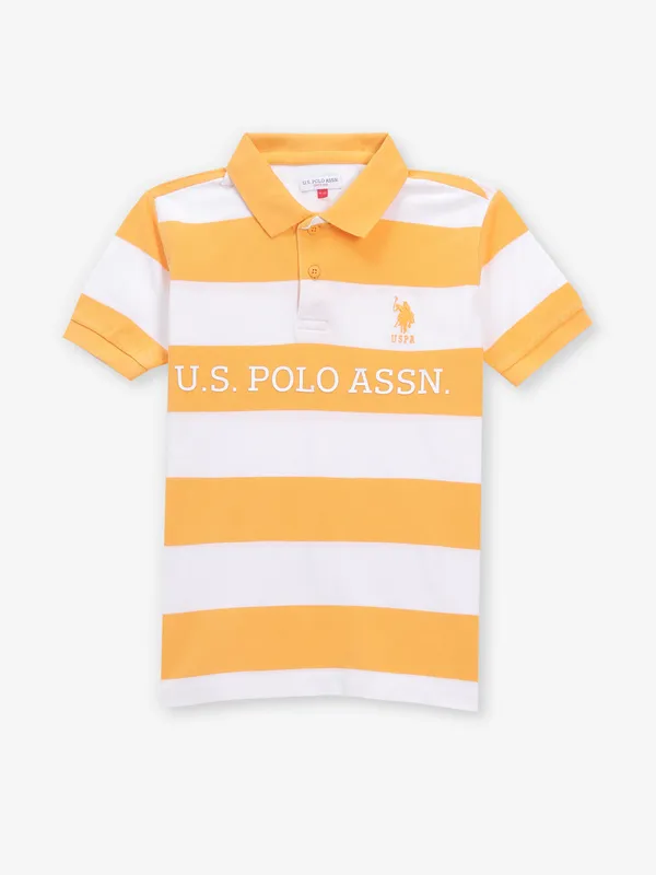 US POLO ASSN orange stripe cotton t-shirt