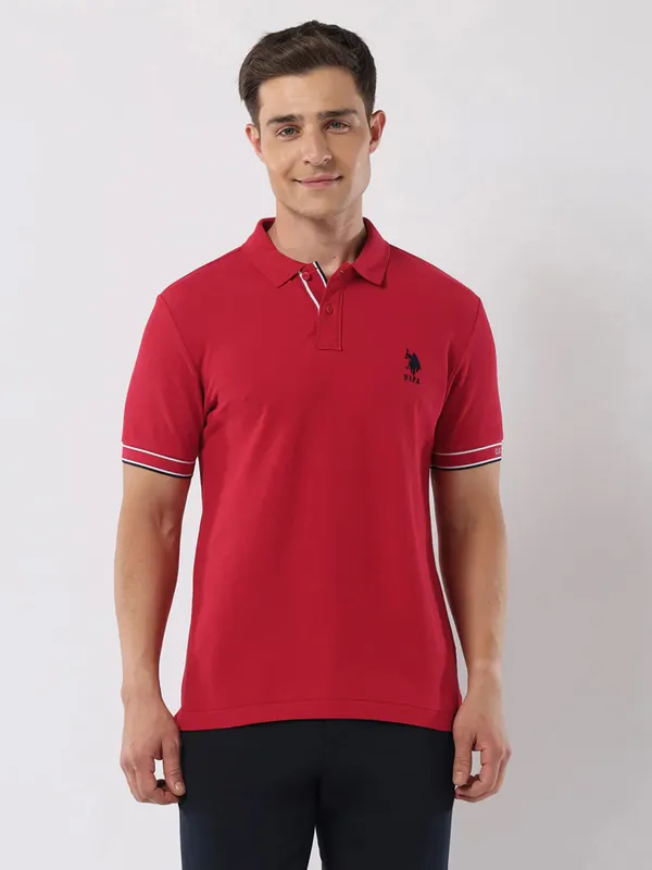 US POLO ASSN plain red cotton t-shirt
