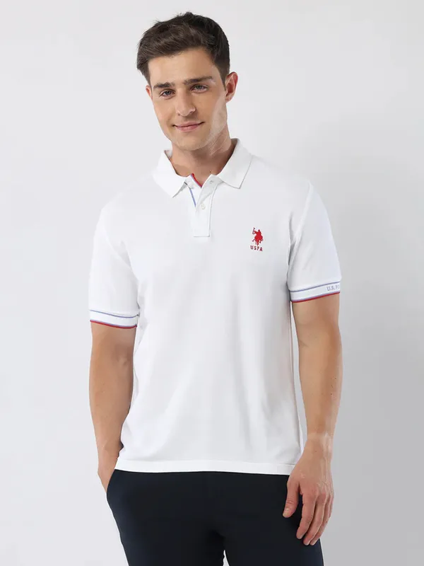 US POLO ASSN plain white cotton t-shirt
