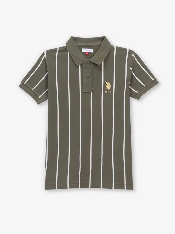 US POLO ASSN stripe olive cotton t-shirt