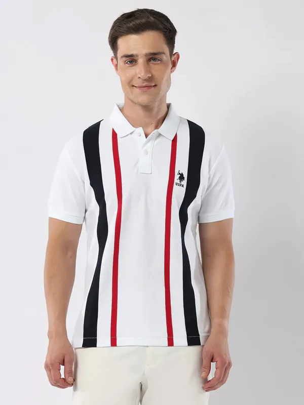 US POLO ASSN stripe white t-shirt in cotton