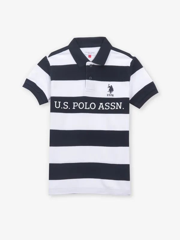 US POLO ASSN white and black stripe t-shirt