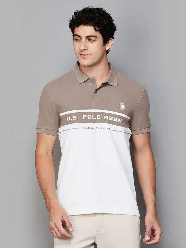 US POLO ASSN white color block t-shirt