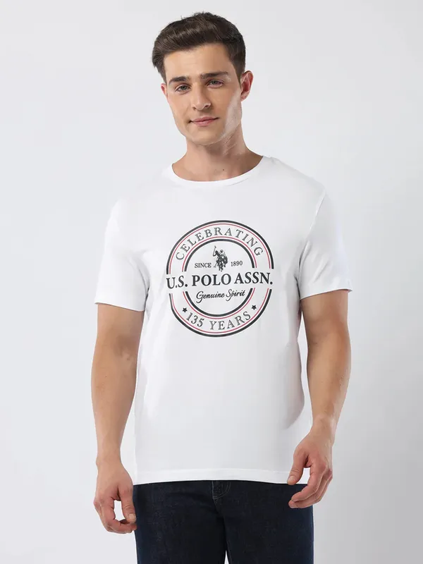 US POLO ASSN white cotton t-shirt in brand name