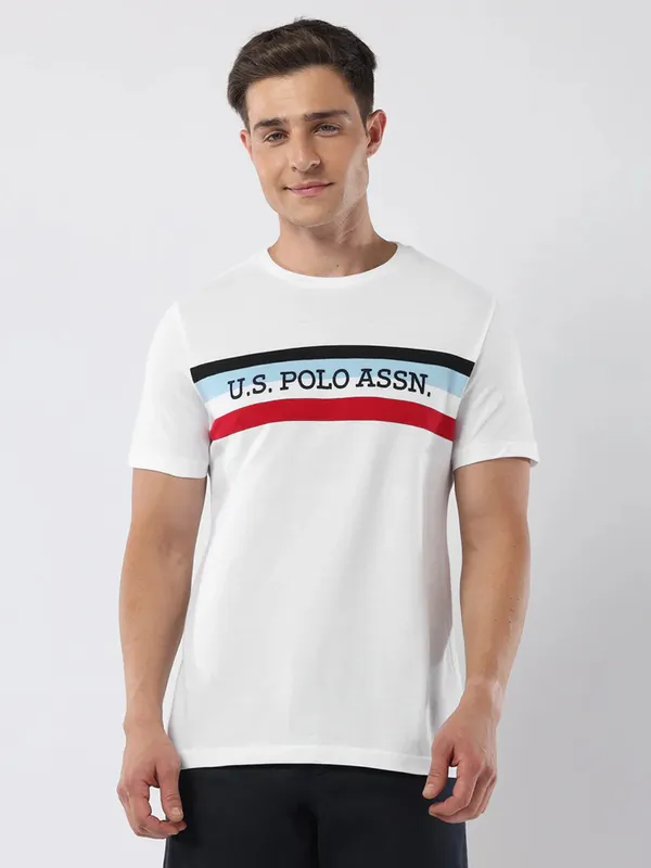 US POLO ASSN white cotton t-shirt with brand name