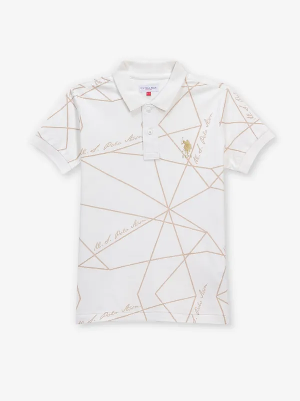 US POLO ASSN white printed cotton t-shirt