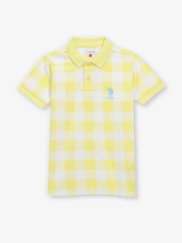 US POLO ASSN yellow checks cotton t-shirt