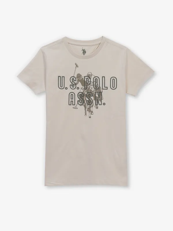 US POLO Beige printed cotton t-shirt