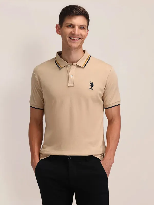 US POLO beige striped polo t-shirt