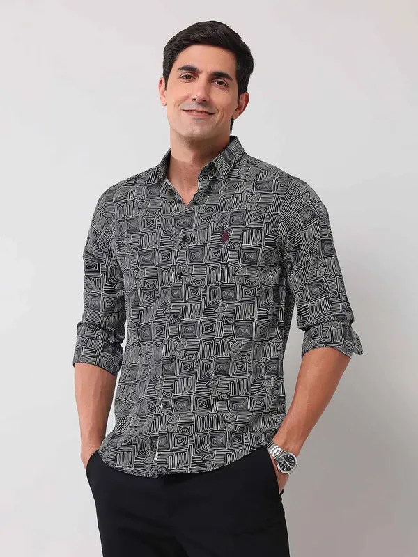 US POLO black and white stylish printed casual shirt