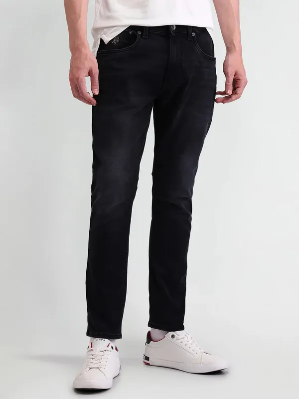 US POLO black washed slim fit denim