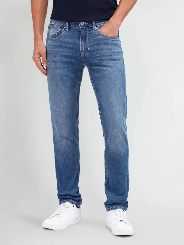 US POLO blue washed denim jeans for men