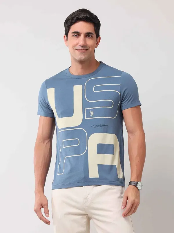 US POLO cotton blue slim fit t-shirt