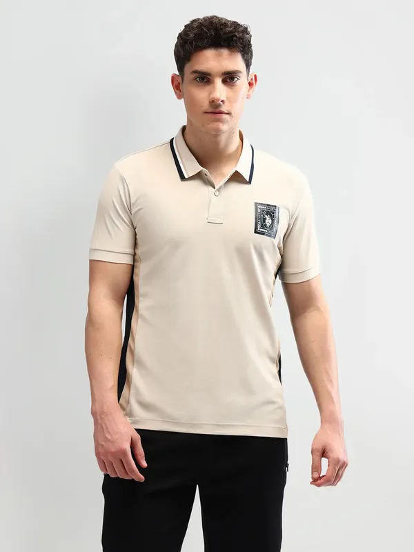 US POLO cotton cream slim fit t-shirt