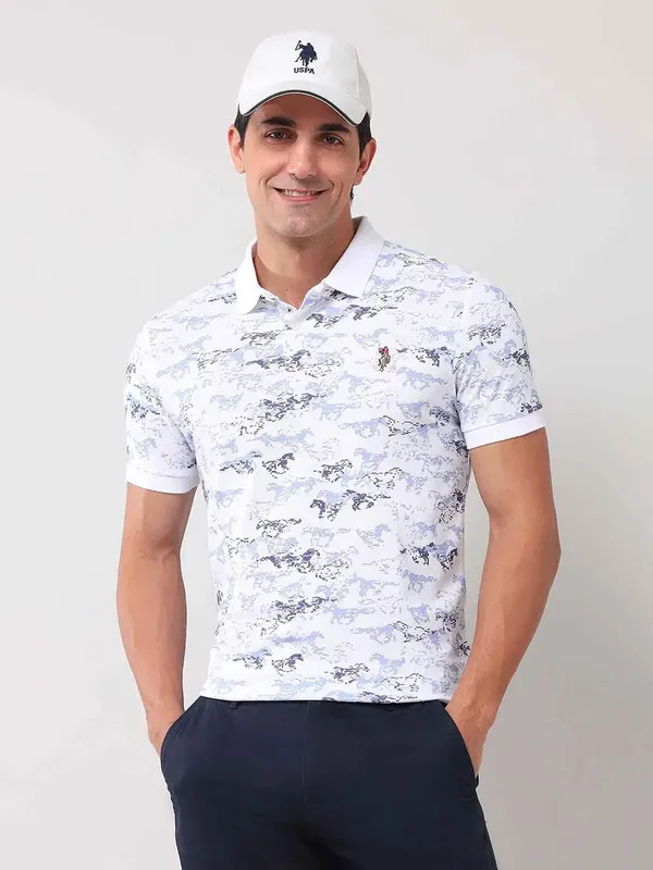 US POLO cotton white printed t- shirt
