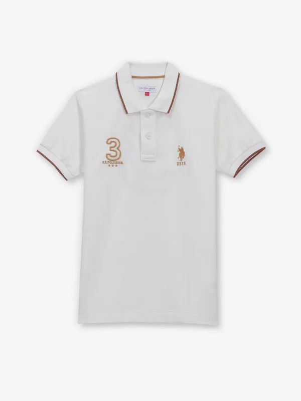 US POLO cream cotton r-shirt with logo print
