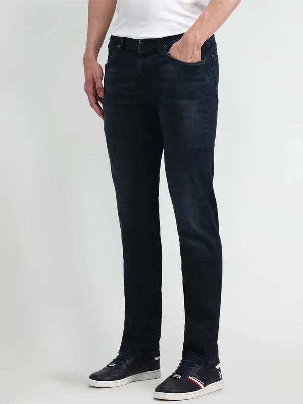 US POLO dark blue washed slim taper jeans