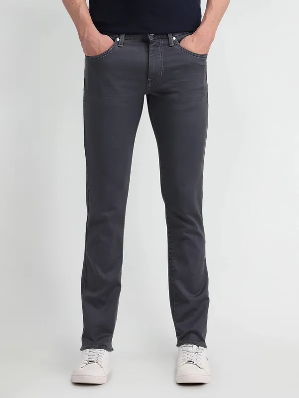 US POLO dark grey slim tapered cotton jeans