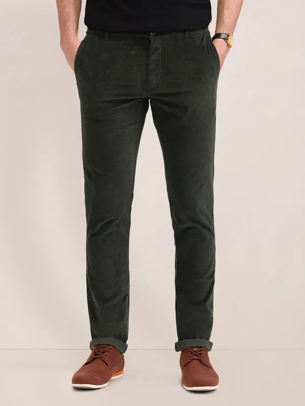 US POLO forest green slim fit cotton trouser