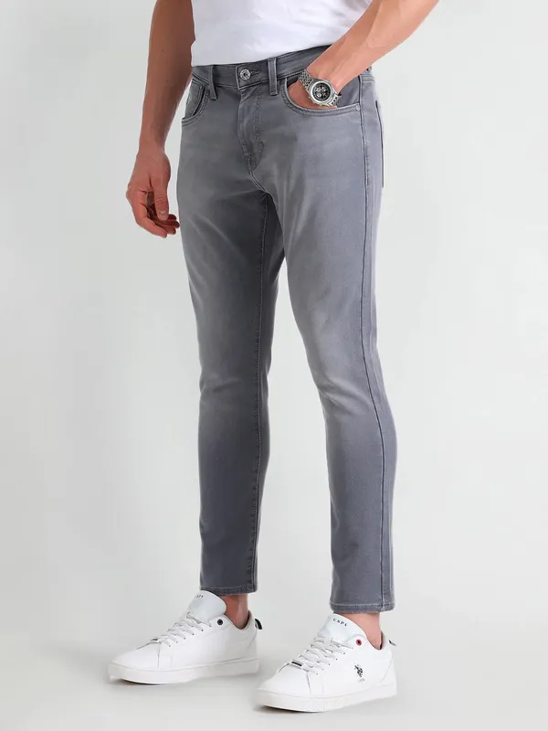 US POLO grey slim tapered cotton jeans