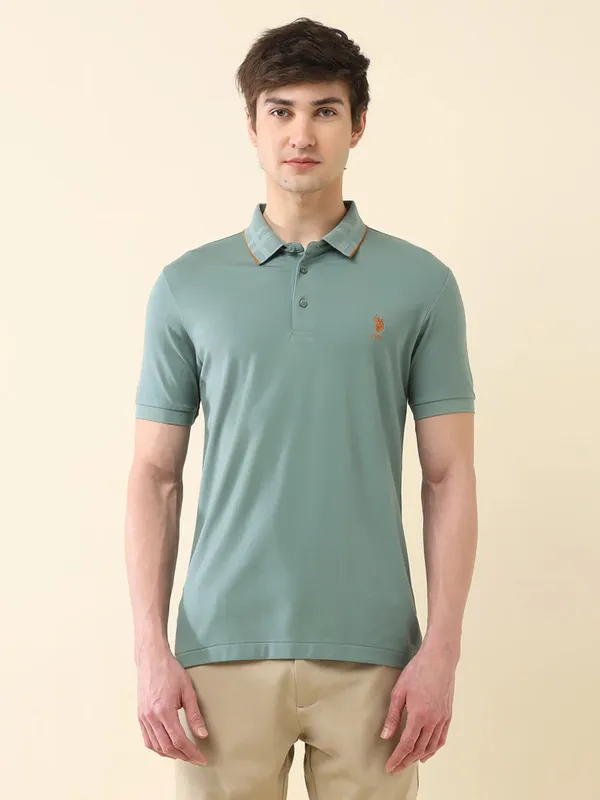 US POLO light green slim fit mens polo t-shirt