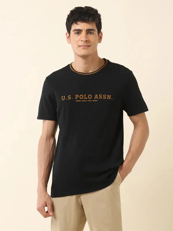 US POLO logo printed black half sleeve t-shirt