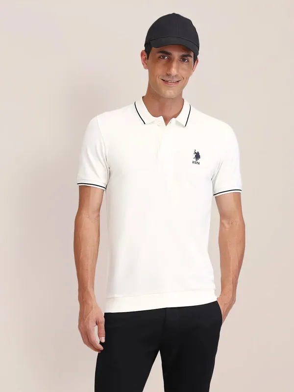 US POLO men slim fit cotton white t-shirt