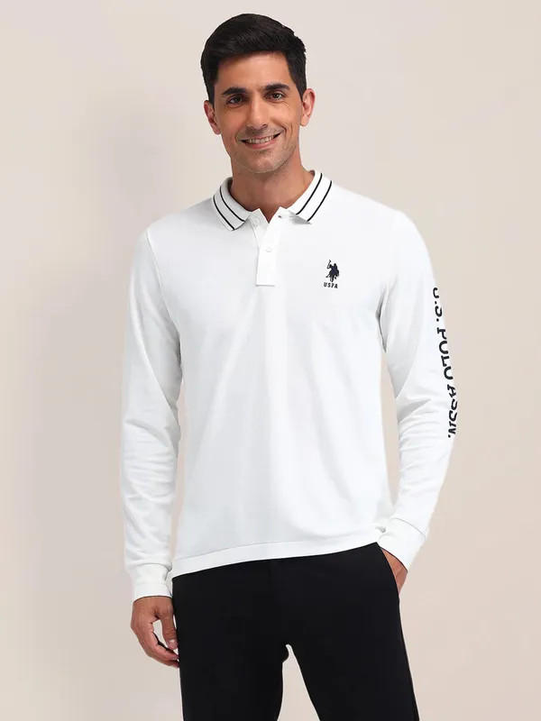 US POLO men white cotton slim fit t-shirt