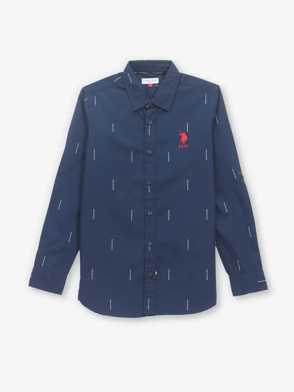 US POLO navy cotton printed shirt