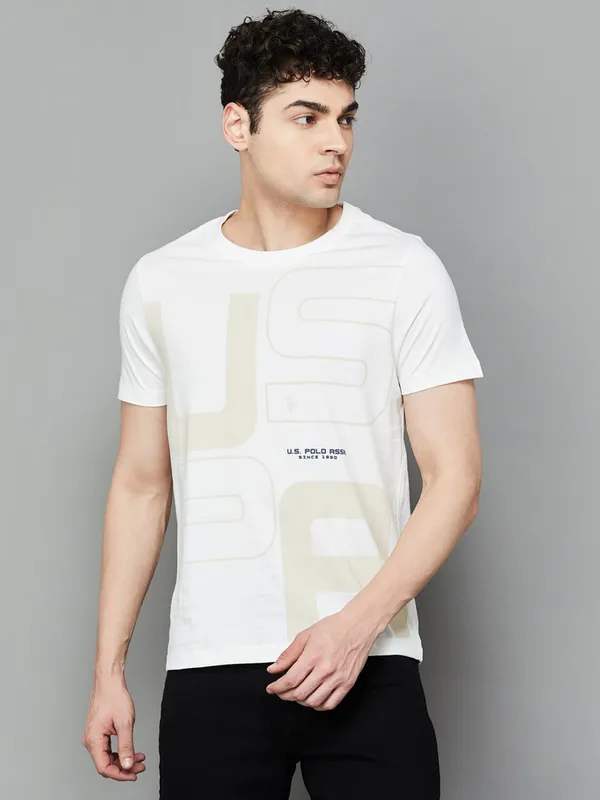 US POLO off white cotton t-shirt for men