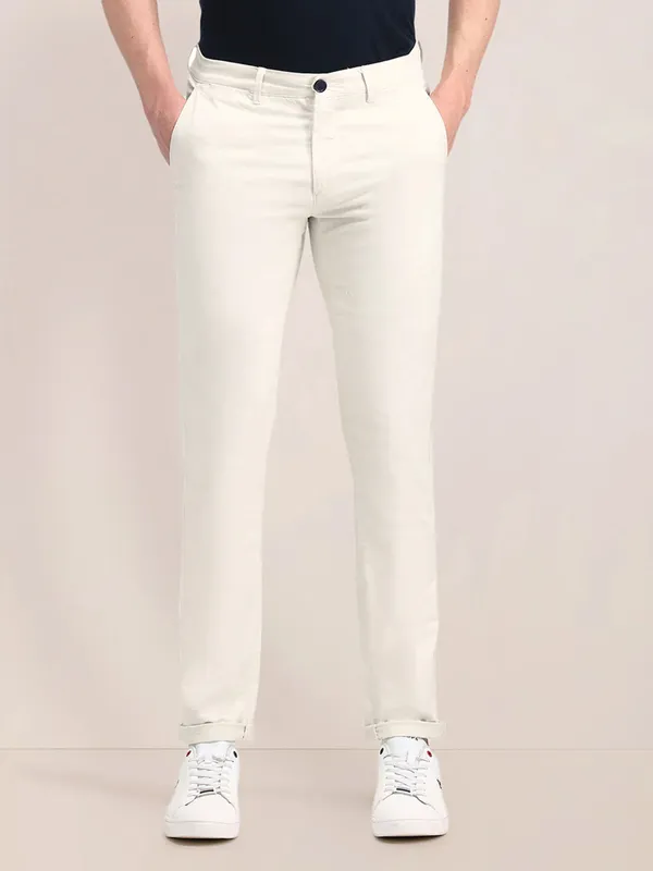 US POLO off white slim fit cotton trouser