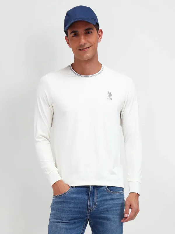 US POLO plain cotton white t-shirt for men