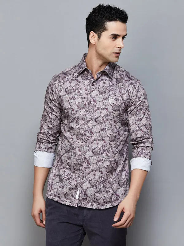 US POLO printed white mens casual shirt