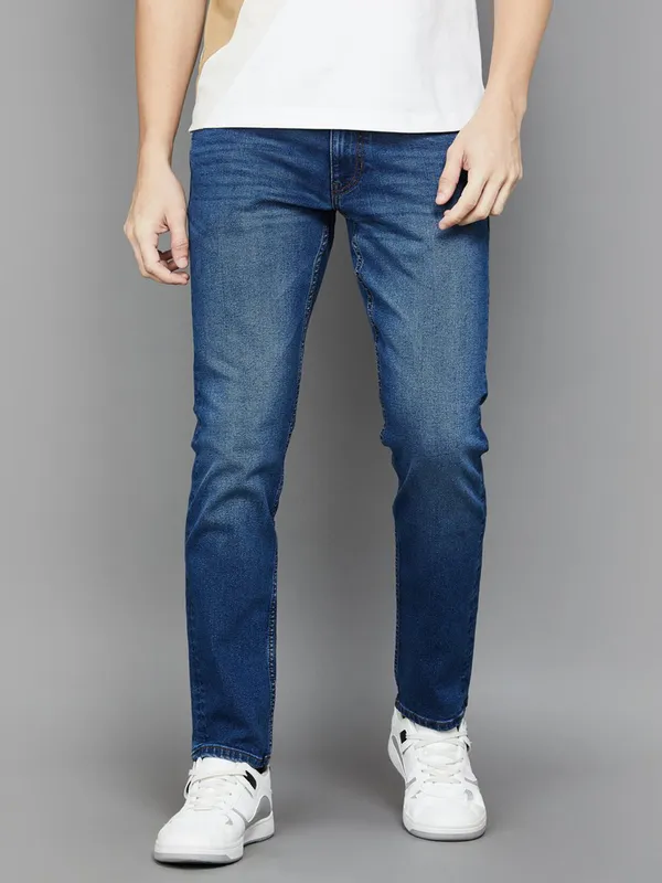 US POLO slim tapere washed blue denim men jeans