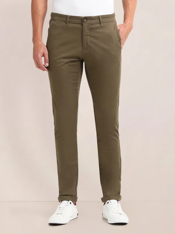 US POLO solid olive cotton trouser