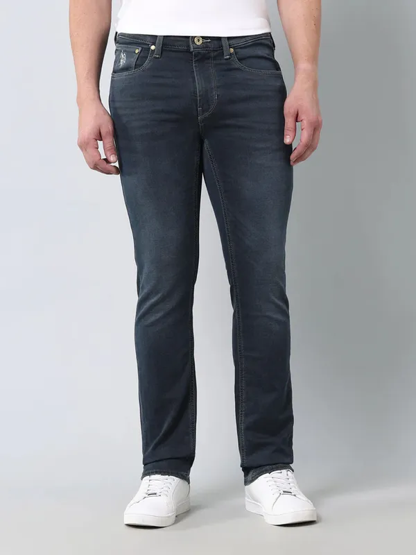 US POLO washed dark grey skinny fit jeans for mens