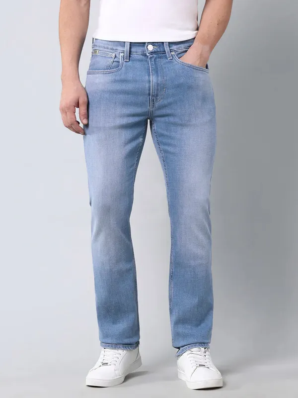 US POLO washed light blue denim jeans for mens