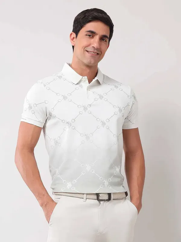 US POLO white cotton slim fit t- shirt