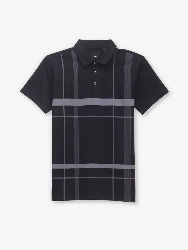 VAN HEUSEN black cotton slim fit polo t-shirt