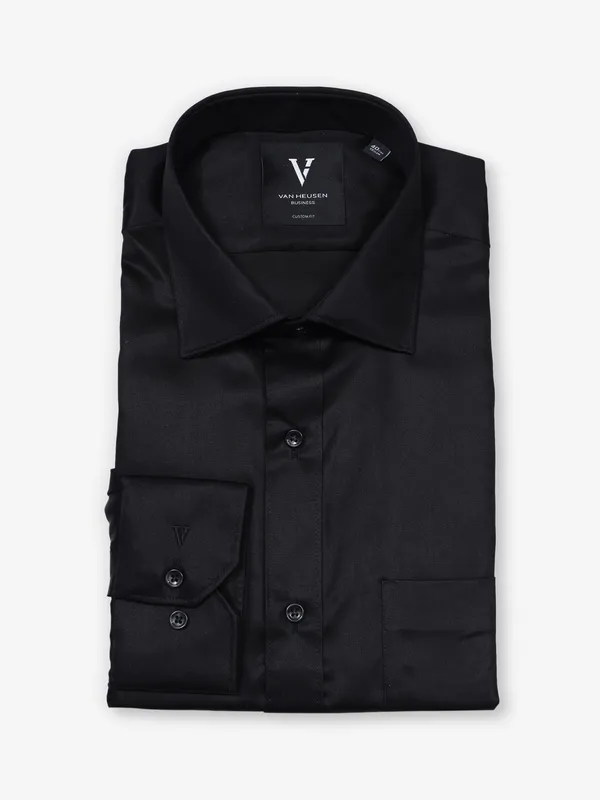 VAN HEUSEN black plain cotton shirt