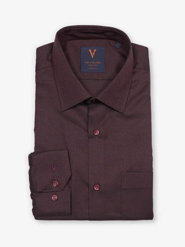 VAN HEUSEN brown textured cotton shirt