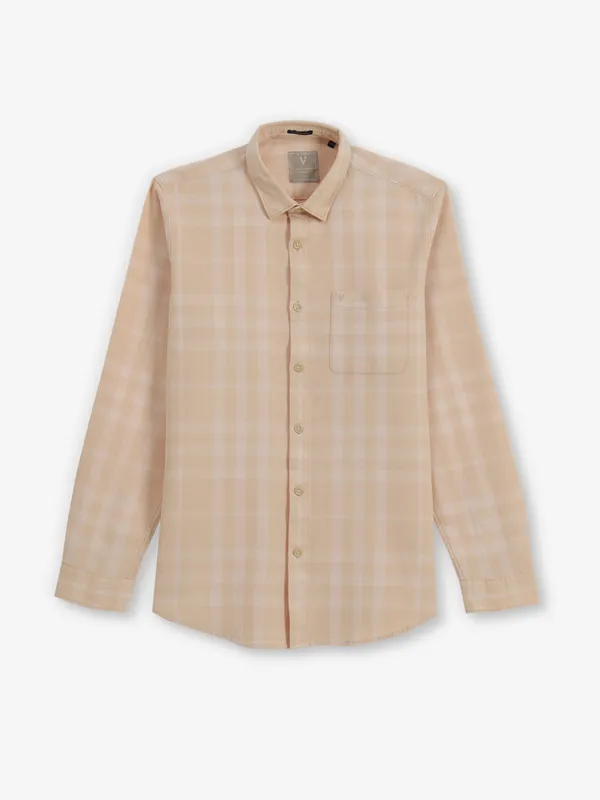 VAN HEUSEN checks Light orange cutaway shirt for men