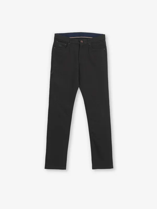 VAN HEUSEN cotton slim fitted black trousers for men