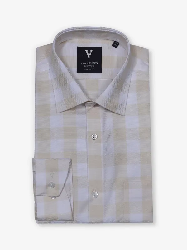 VAN HEUSEN cream checks cotton shirt