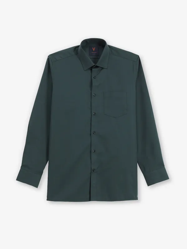 VAN HEUSEN dark green textured casual shirt for men