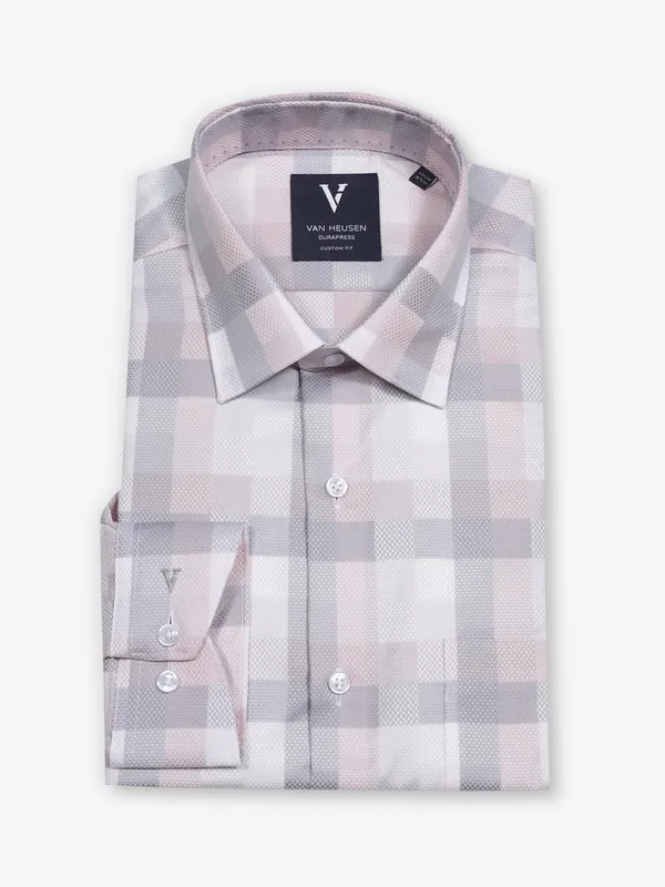 VAN HEUSEN grey checks formal shirt