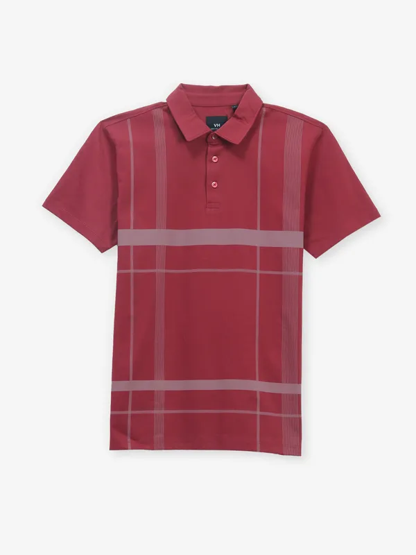VAN HEUSEN maroon cotton polo t-shirt